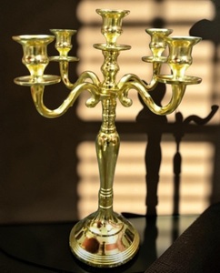 Candélabre en laiton à 5 bras, porte-bougie, décoration d'intérieur, support à bougies en métal durable - Product Image 3