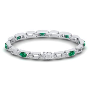 REYES Personalized Sterling <b>Silver</b> 925 Moissanite Tennis <b>Bracelets</b> For Women 14K <b>Solid</b> White Gold Emerald Gemstone Jewelry - Product Image 1