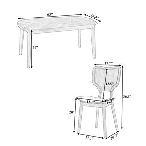 Set da Pranzo Vintage 7 Pezzi: 6 Sedie con Schienale e Seduta Curve e Tavolo da Pranzo per 6 Persone - Product Image 6