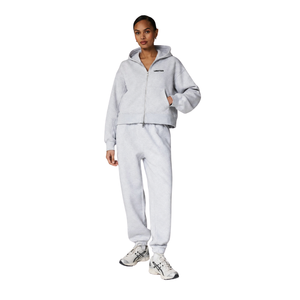 Womens Full Zip Hooded Tracksuit Set <b>Cuffed</b> <b>Trousers</b> Elastic Waist Relaxed Style Two Piece Casual Lounge Travel Everyday Outfits - Product Image 1