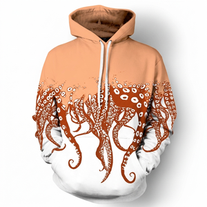 MANUFACTURER Sweat à capuche d'hiver pour homme, personnalisé, sublimé, motif pieuvre, blanc pêche, écologique, respirant, séchage rapide, pour l'extérieur - Product Image 1
