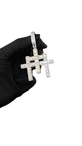Colgante de Cruz Doble de Moissanita Personalizado, Plata de Ley 925, Chapado en Oro, Joyería Fina, Colgantes y Dijes, Joyería Hip Hop - Product Image 2