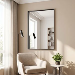 Specchio da Bagno Rettangolare Nero 22"x30" con Cornice Profonda per Vanità - Product Image 1