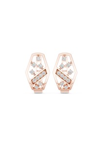 Pendientes de Oro Rosa Sólido de 9K con Diamantes Geométricos Cultivados en Laboratorio para Mujer - Regalo para Bodas y Fiestas - Product Image 4