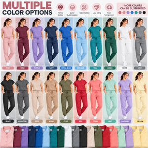 Conjunto de Uniformes Médicos Personalizables de Poliéster Elástico para Enfermería, Unisex, Manga Corta, con Detección de Agujas, para Quirófano, Salón de Belleza - Product Image 5