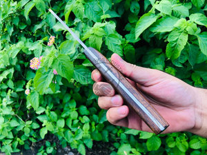 Custom Handmade Damascus Steel Serbian Cleaver Knife Rose Wood Handle Personalized Sharp 7" Blade Ambidextrous Multi-Purpose - Product Image 3