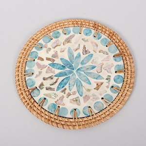 แผ่นรองจานหวายลายเปลือกหอยมุก แผ่นรองจานหวายฝังมุก ราคาโรงงาน - Product Image 4