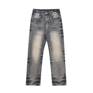 Jeans de Mezclilla Lavados Estilo Urbano para Hombre, Última Colección, Pantalones Holgados Casuales de Corte Recto, Estilo Hip Hop Urbano, Tallas Grandes - Product Image 1