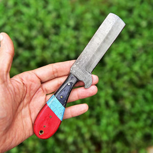 Couteau de cowboy occidental à lame fixe en acier de Damas de qualité industrielle, forgé à la main, avec fourreau en bois et cuir, OEM/ODM, pour la survie - Product Image 5