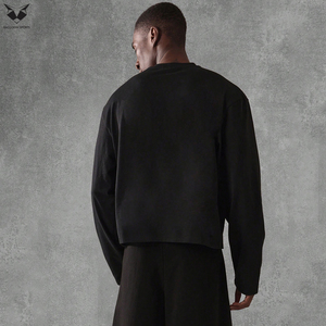 Chemises tendance à manches longues pour hommes 2026, T-shirts décontractés noirs unis à manches longues pour l'extérieur, vente en gros au meilleur prix - Product Image 2