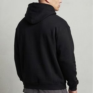 Sweat-shirt à capuche noir pour homme, personnalisé avec logo, imprimé crâne blanc, poche avant, en coton tricoté, décontracté, pour l'automne, vente en gros - Product Image 2
