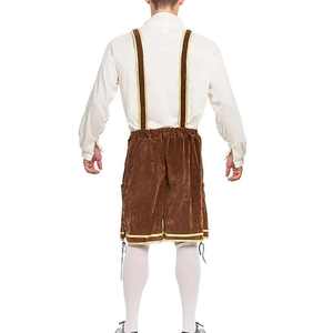 Pantalones de cuero para disfraz de hombre con correas en las rodillas, pantalones de cuero con correas de gamuza para disfraz de Oktoberfest con diseño de ciervo - Product Image 3