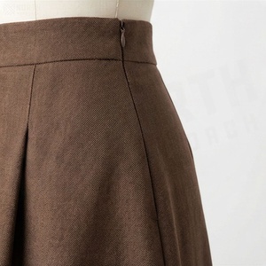 Falda Plisada de Cintura Alta para Mujer, Estilo Línea A, Color Sólido, Largo hasta la Rodilla, Tela de Lana, para Todas las Temporadas - Product Image 5