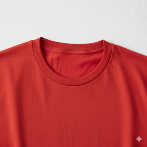 <b>Top</b> QuakWomen's <b>Red</b> Plain Crew Neck T-Shirt Half Sleeve Quick Dry Crocheted Cotton Logo Casual Spring Summer Regular Fit - Product Image 4