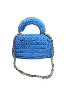 กระเป๋าถือมินิแบบสะพายข้างถักโครเชต์สีฟ้าอ่อน - Product Image 5