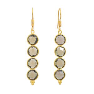 New Arrival 925 Sterling Silver Round Shape <b>Earring</b> 18K Gold Plated Smoky Gemstone <b>Fashion</b> <b>Drop</b> <b>Earrings</b> for Women and Girls - Product Image 1