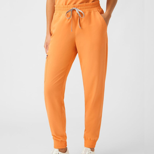 <b>Women</b> <b>Orange</b> Scrub Set Knitted Cotton Polyester V-Neck <b>Top</b> Jogger Pants Hospital Uniform Fashionable Scrubs Seamless Fusing - Product Image 4