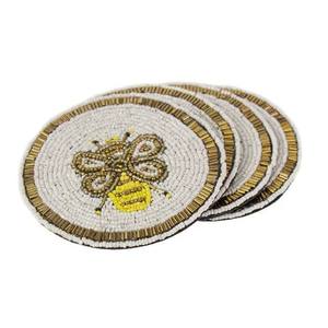 Modern Handmade <b>Drink</b> <b>Coasters</b> with Non-Slip Base Hand Beaded for Wedding Decor Handmade in India - Product Image 1