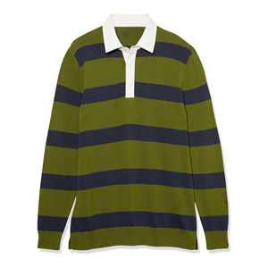 Camiseta de Rugby a Rayas Verdes y Blancas - Polo de Manga Larga Bordado de Algodón y Poliéster Perfecto - Product Image 5