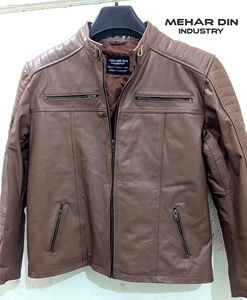 Chaqueta Bomber Unisex de Cuero Sintético Marrón, Cuello Alto, Cierre de Cremallera, Diseño Personalizado, Ropa de Invierno, Mangas Largas, Bolsillos - Product Image 1