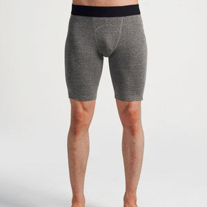 <b>Men's</b> Solid Gray Cotton Spandex <b>Compression</b> <b>Shorts</b> Mid Waist Elastic Breathable Casual Knitted - Product Image 2