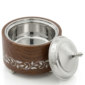 Olla de Madera de Lujo con Incrustaciones de Madreperla y Revestimiento Aislante de Acero Inoxidable, Ideal para Gulf Majlis y Ramadán - Product Image 3