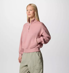 Custom Women's <b>Hooded</b> Winter Half <b>Zip</b> Fleece Sweatshirt-Loose Fit Solid Color Oversized Drop Shoulder Breathable & Anti-Wrinkle - Product Image 2