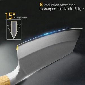Custom Handmade Modern 7in Ambidextrous Cleaver <b>Knife</b> Stainless Steel Wooden Handle Leather Sheath Dishwasher Safe Extra <b>Sharp</b> - Product Image 3