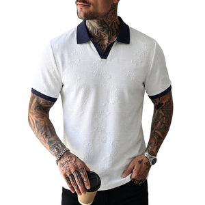 Camisa de Punto Texturizado para Hombre, Manga Corta, Cuello Casual, Estilo Piqué Transpirable para Verano y Golf, Servicio OEM con Logotipo - Product Image 1