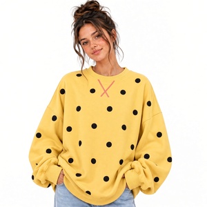 Sudadera Oversize de Mujer con Estampado de Puntos, Cuello Redondo, Hombros Caídos, Manga Larga, Tejida, Casual, para Otoño - Product Image 5