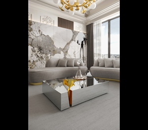 Modern luxury design cast brass <b>coffee</b> <b>table</b> contemporary center <b>table</b> <b>white</b> high gloss <b>coffee</b> <b>table</b> gold accent cocktail <b>table</b> - Product Image 3