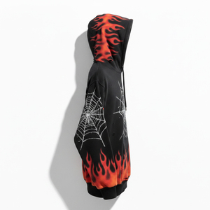 Sudadera con Capucha de Invierno Y2K al por Mayor, con Estampado Gráfico de Telaraña, Estilo Hip Hop Urbano, Ajuste Regular, de Algodón y Forro Polar - Product Image 1