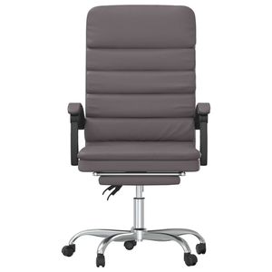Chaise de bureau en similicuir gris avec fonction massage, grande construction en contreplaqué et métal - Product Image 3