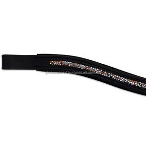 Cristales triturados pequeños personalizados multicolor forma de onda de cuero acolchado frente de caballo banda para brida al mejor precio pedido al por mayor - Product Image 2