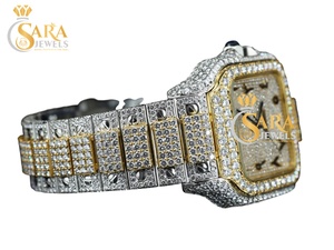 Lujoso y elegante reloj de movimiento automático VVS Moissanite Diamond Iced Black Dial Banda de acero inoxidable 20mm Diseño de moda - Product Image 2