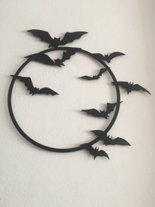Decoración de Pared Metálica Circular con Diseño de Murciélagos, Temática de Halloween, Decoración Colgante Espeluznante para la Entrada del Hogar, Decoración de Pared de la India - Product Image 3