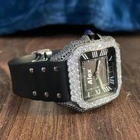 Montre entièrement sertie de diamants en acier inoxydable, montre en diamant Moissanite VVS, montre à mouvement automatique sertie de diamants