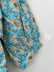 Boho Style Floral Block Print Viscose Midi <b>Dress</b> With Tie Neck Puff Sleeve <b>Loose</b> Fit Summer Casual <b>Dress</b> For Women - Product Image 2