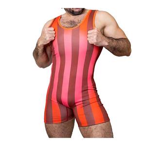 Combinaisons de lutte unisexes personnalisées en gros avec logo frontal imprimé par transfert thermique, en Spandex/Polyester extensible, respirantes, durables et à séchage rapide - Product Image 1