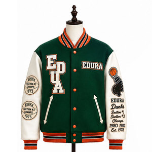 Veste universitaire en laine pour homme Ghost Dunks, verte et blanche, avec patch brodé, coupe-vent, écologique, respirante, col rond, streetwear - Product Image 1