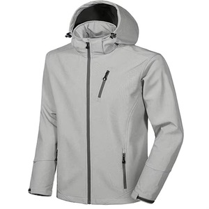 Veste softshell pour homme, imperméable, coupe-vent, à capuche, doublée en polaire, pour la randonnée et le camping, gris clair - Product Image 1