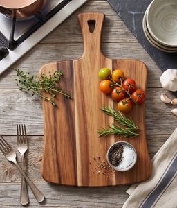 Planche à découper rectangulaire décorative en bois d'acacia et bambou, durable, pour servir la pizza et couper le fromage en cuisine (vente en gros) - Product Image 6