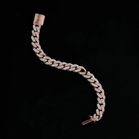 Pulsera de Cadena Cubana Unisex Plateada en Plata de Ley Stirling con Incrustaciones de Diamantes, Estilo Hiphop, Regalo, Joyería de Moda