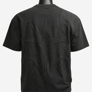 T-shirt Homme Oversize Personnalisé à Panneaux Gaufrés Noir Streetwear Coton Coupe et Couture 3D Manches Courtes Mode Ringer - Product Image 4