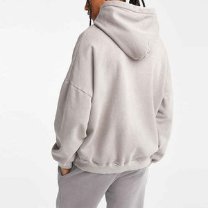 Sudadera con Capucha Unisex de Tela Gruesa de 500 Gsm, Lavado Ácido, Estilo Vintage, con Parche Bordado, Corte y Costura, 100% Invierno, 2 Piezas - Product Image 6