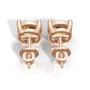 Heerani Jewels Natural Round <b>Citrine</b> 925 Sterling Silver Classic Stud Vermeil Rose Gold Unisex <b>Earrings</b> - Product Image 4