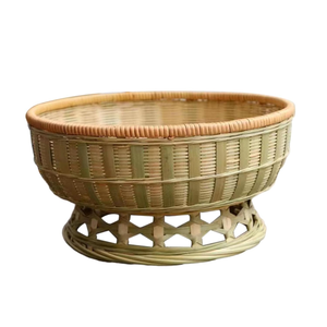 Rustic <b>Bamboo</b> <b>Basket</b> for Snacks and Fruits Natural <b>Bamboo</b> Storage <b>Basket</b> for Kitchen Countertop Desktop Tabletop Organizer Home - Product Image 5