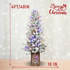 4FT Multicolour <b>LED</b> Lights Christmas <b>Tree</b> with Glitter Base and 396 PE/PVC Tips Pine Cones 100 Lights-Light - Product Image 3