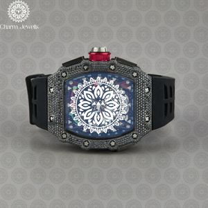 Charm Jewells Montre de sport pour homme en acier inoxydable, cadran numérique de 43 mm, bracelet en caoutchouc lumineux, mouvement à quartz, boîtier rond - Product Image 1