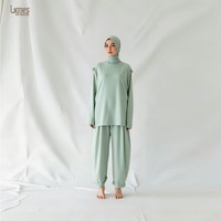 Ensemble de vêtements intérieurs modestes pour femmes musulmanes, haut long et pantalon respirants, vêtements de maison conservateurs
